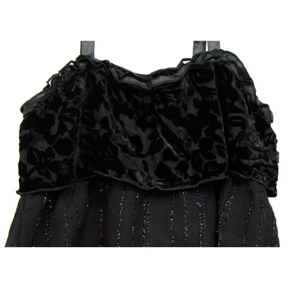 Early 00s VTG Justice Black 2pc Outfit sz 18 NWT Tank Top Layered Pants Velvet - Picture 3 of 13